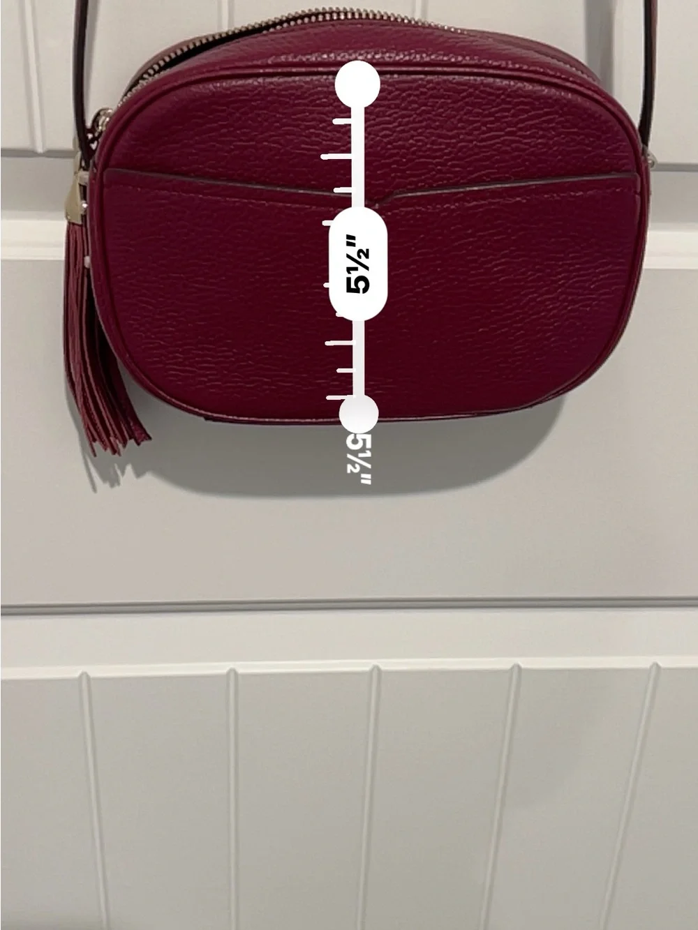 kate spade Wine Pebbled Leather Crossbody Bag with Tassel - Picture 9 of 11